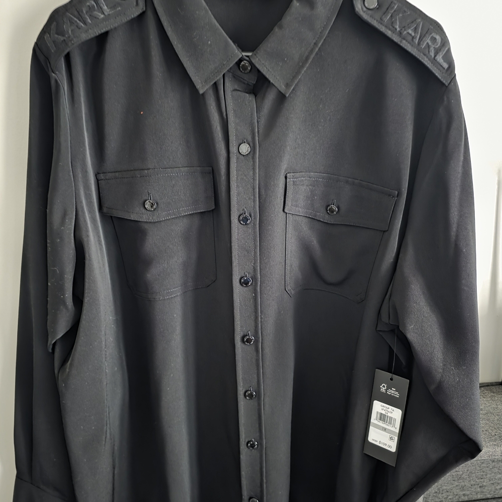 Karl Lagerfeld Paris Womens Plus Size Utility Shirt NWT - Picture 9 of 11